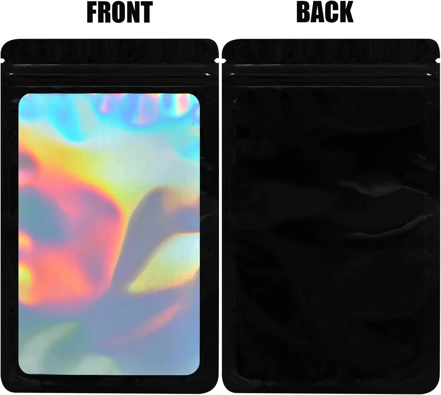 100-Pack 6×9 Inch Mylar Bags Holographic Resealable Sealable Packaging Zip Bag Small Bussiness Jewelry Candy Sample Food Packing Supplies,Black