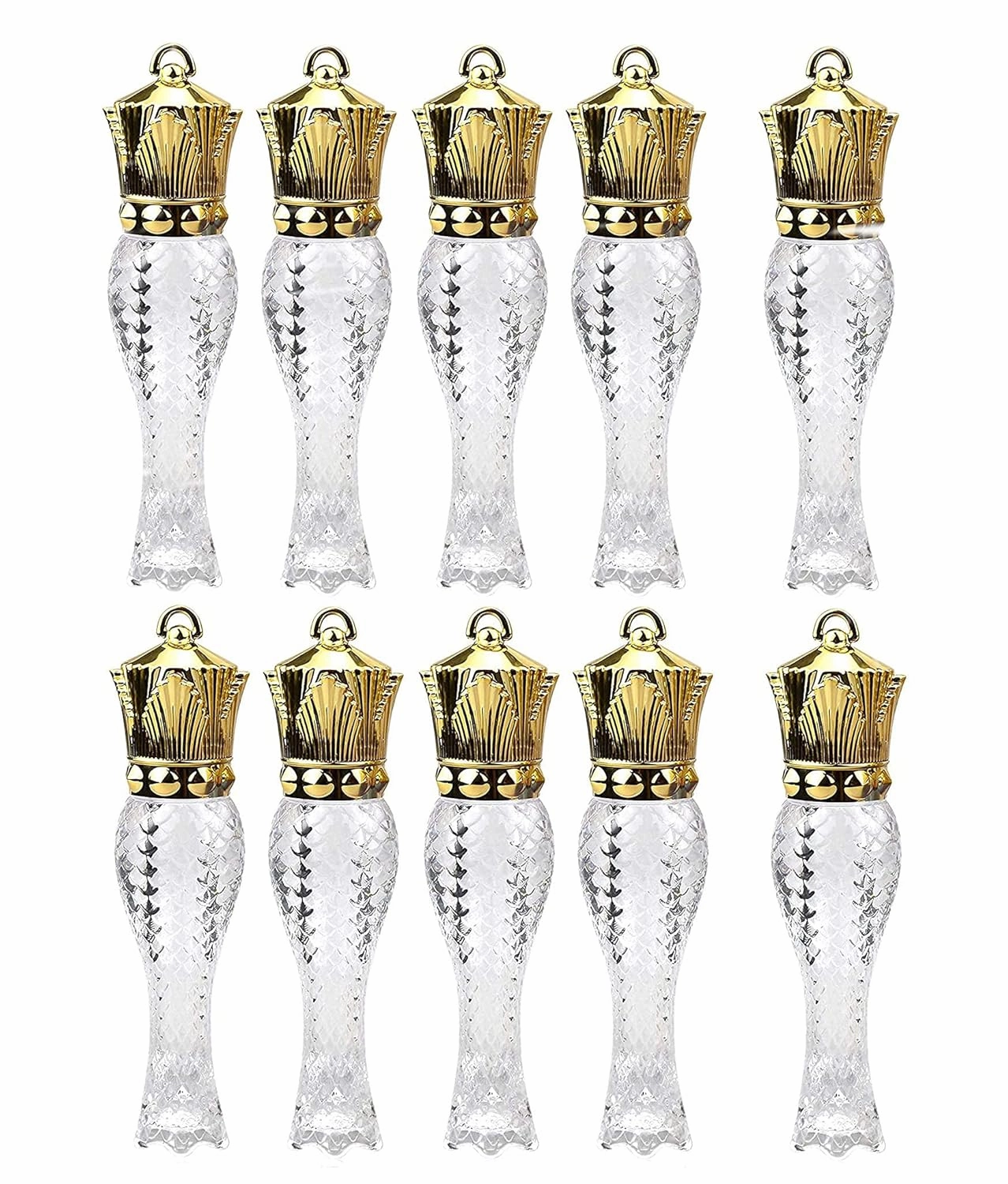 10 Pcs 5ml Mermaid Crown Clear Lip Gloss Tubes Vials Empty Refillable Lip Glaze Tubes DIY Cosmetic Container Lipstick Bottle with Crown Wand Makeup Travel Lipgloss Bottle for Women Girl