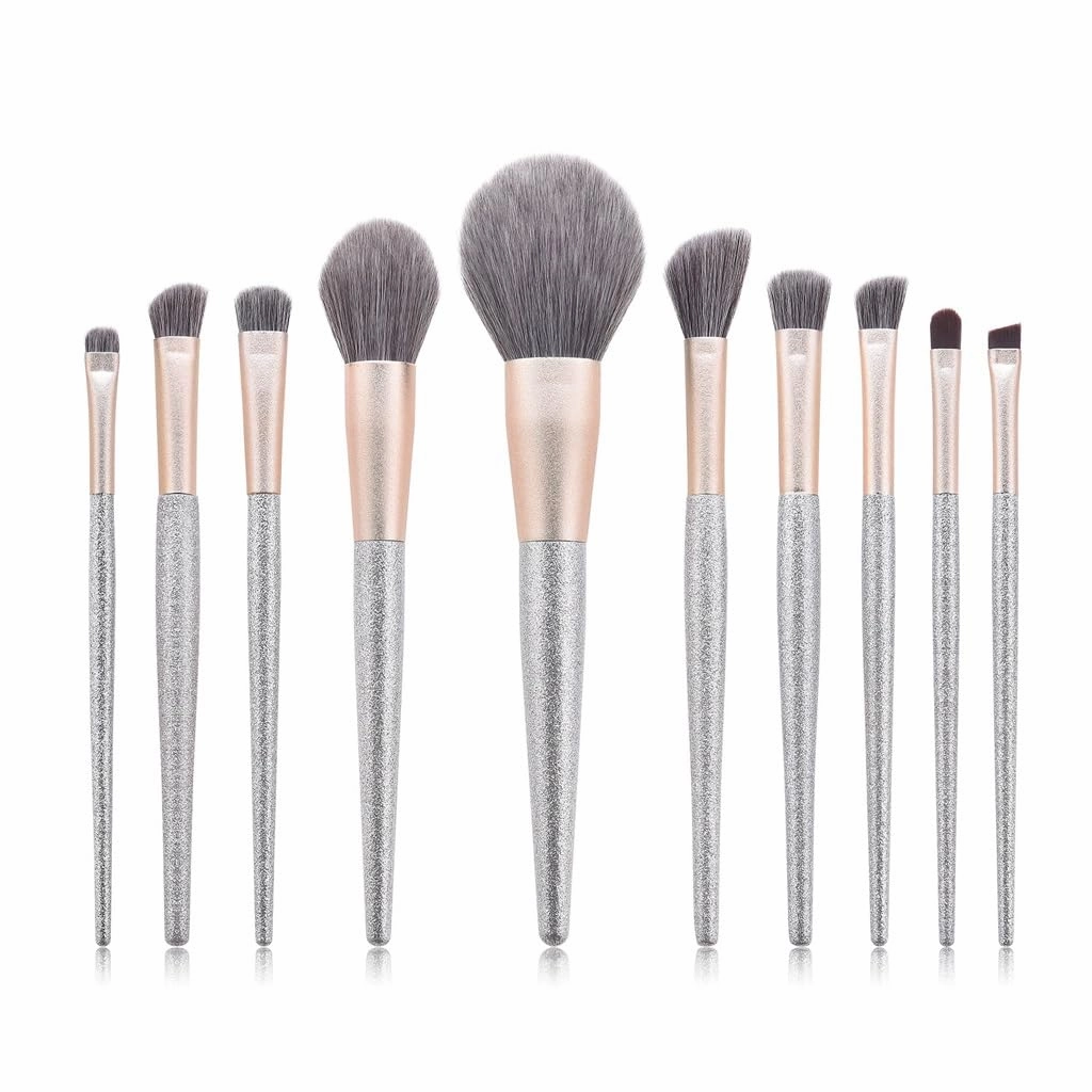 10 pieces of makeup brush set brush end silver lisa powder brush powder blusher brush makeup tools