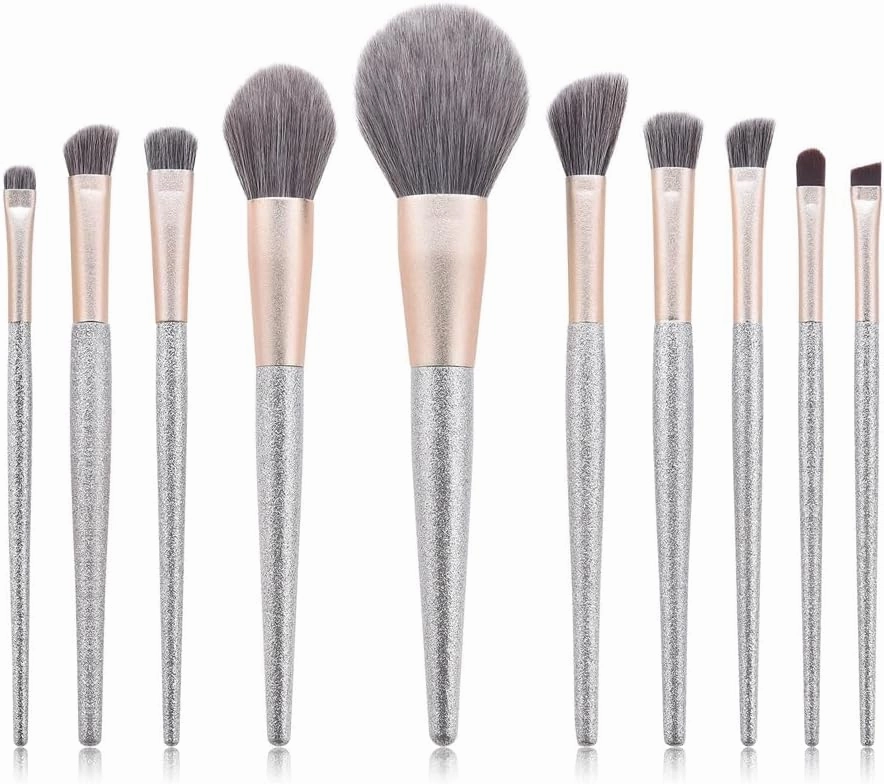 10 Pieces of Makeup Brush Set Brush end Silver Lisa Powder Brush Powder Blusher Brush Makeup Tools
