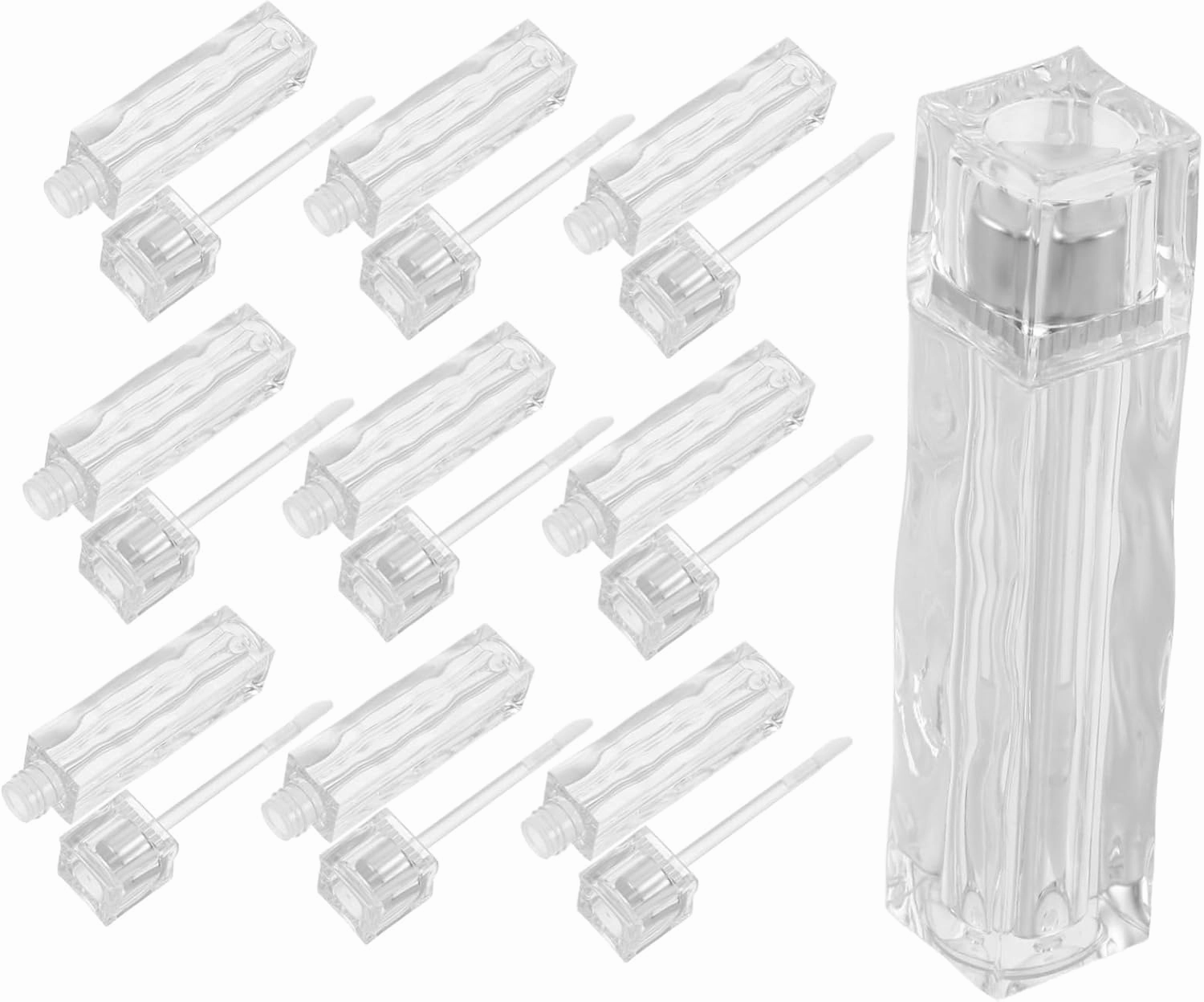 10pcs Crystal Clear Lip Gloss Tubes Stylish Wave Pattern Empty Containers Refillable Vials for DIY Makeup Travel Home Use Elegant Lip Glaze Bottles