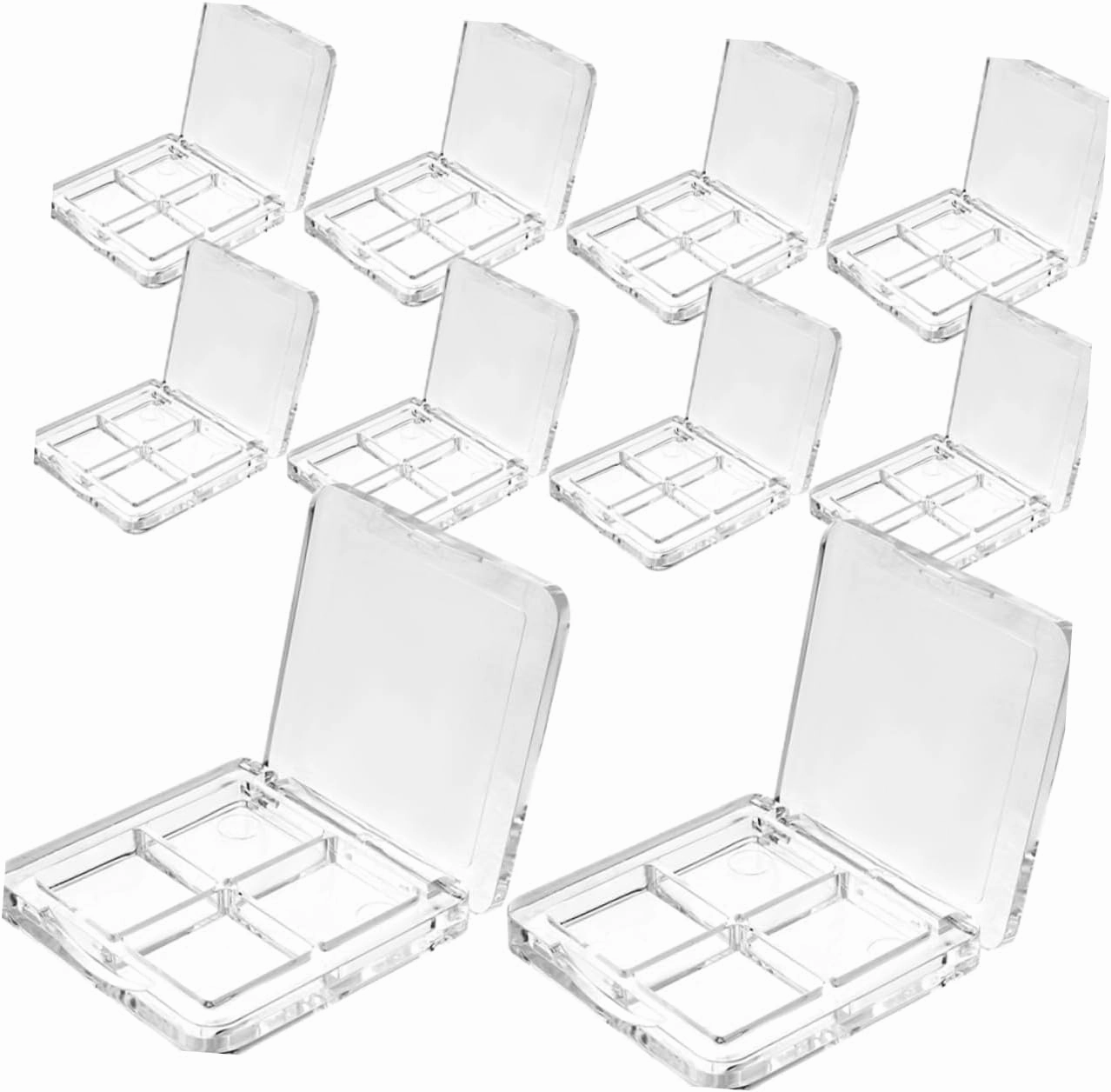 10pcs Transparent Eyeshadow Boxes Compartmentalized Organizer for Eyeshadow Lipstick Blush and Highlighter Empty Cosmetic Cases for Makeup Storage
