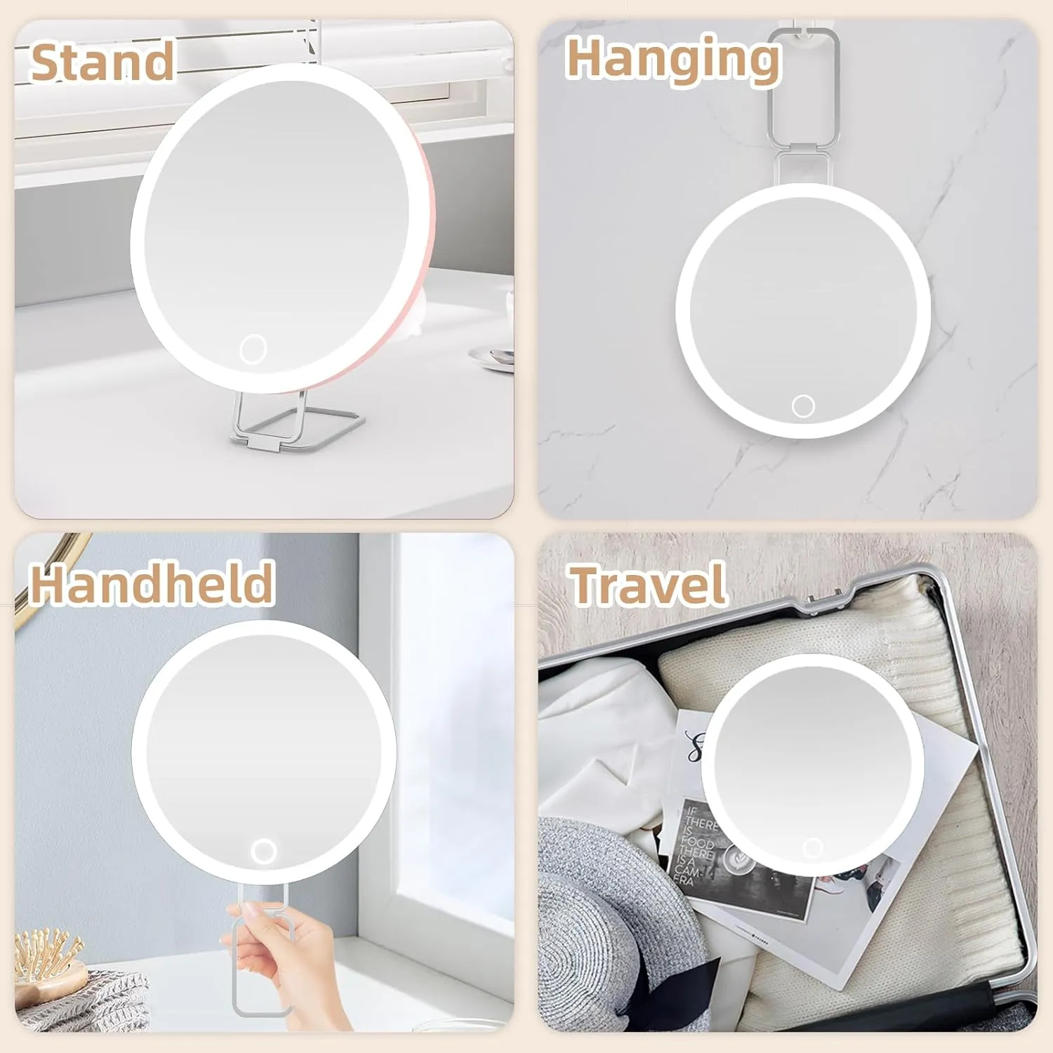 10X Magnifying Mirror with Lights, 6inch Makeup Magnified Mirror 10x Lighted Travel Magnification with 3 Suction Cups and 360° Adjustable Stand - Includes Tweezers & Scissors