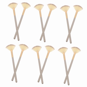 12pcs Fan Shaped Makeup Brush Makeup Brush Cleaner Solution Blusher Cosmetics Wipes Palette Scrubber Highlighter Makeup Mask Blush Makeup Brush Face Lash Fiber Wool