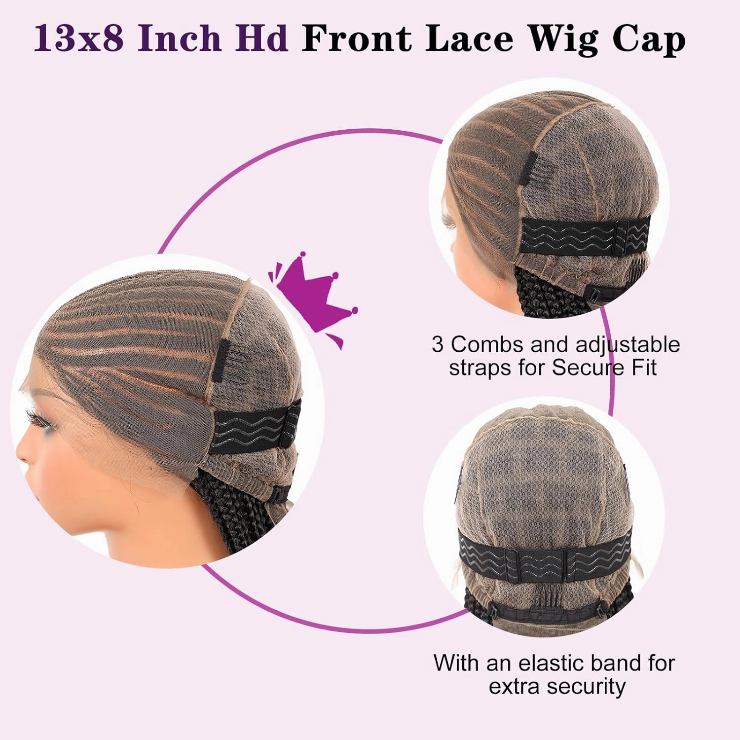 13X8 HD Lace Front Braided Wigs for Women Cornrow Braided Wigs Box Braid Lace Wig with Baby Hair Middle Part Premium Synthetic Lace Frontal Braids Wig 36 Inch Black