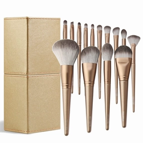 14Pcs Makeup Brushes Set Cosmetic Foundation Powder Blush Eye Shadow Lip Blend Wooden Make Up Brush Tool Kit with Holder