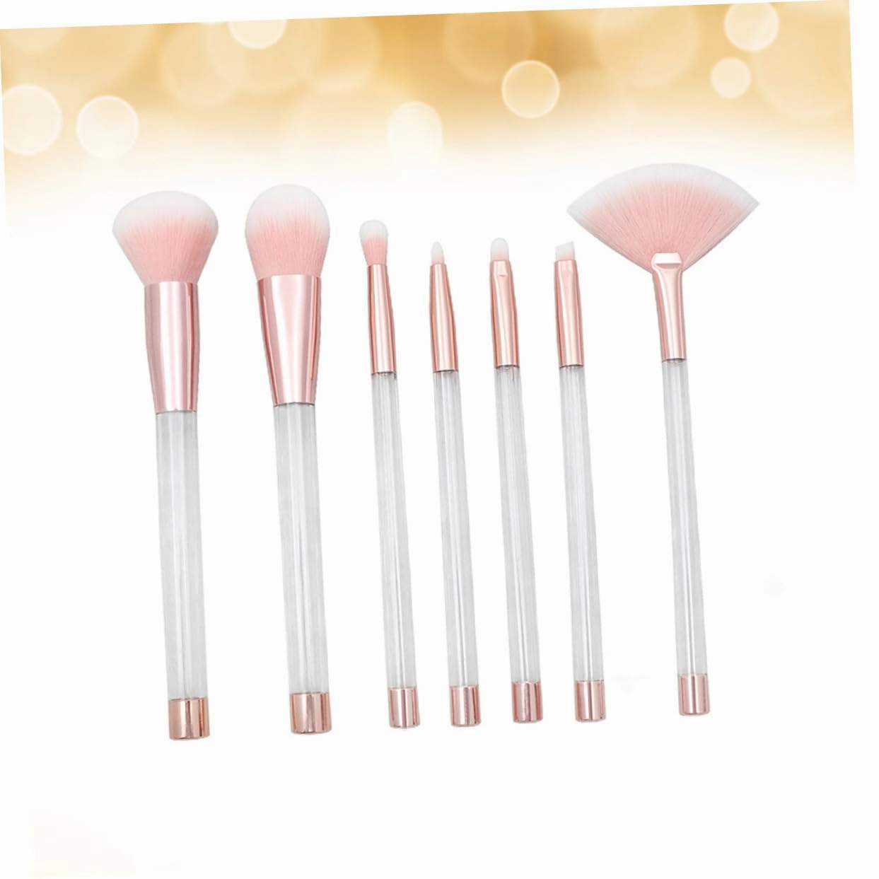 14pcs Transparent Crystal Makeup Brush Set Cosmetic Sand Brushes with Empty Handle Rose Gold Tube Bottom for Women Daily and Professional Makeup Applications