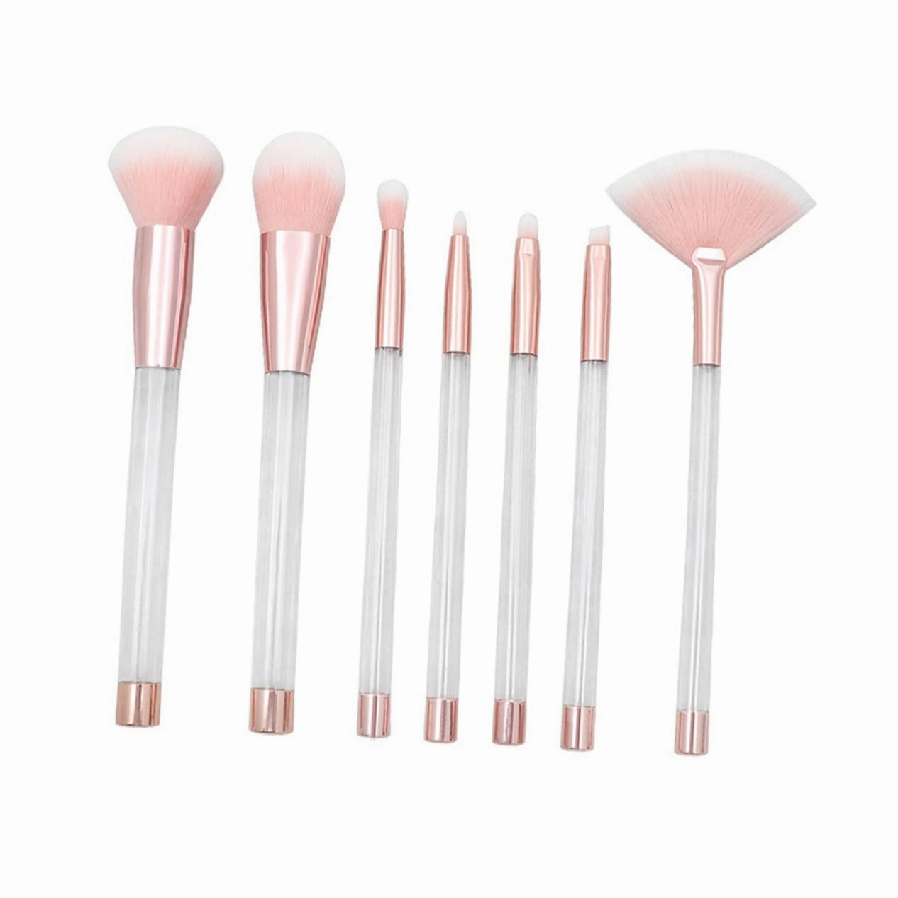 14pcs Transparent Crystal Makeup Brush Set Cosmetic Sand Brushes with Empty Handle Rose Gold Tube Bottom for Women Daily and Professional Makeup Applications
