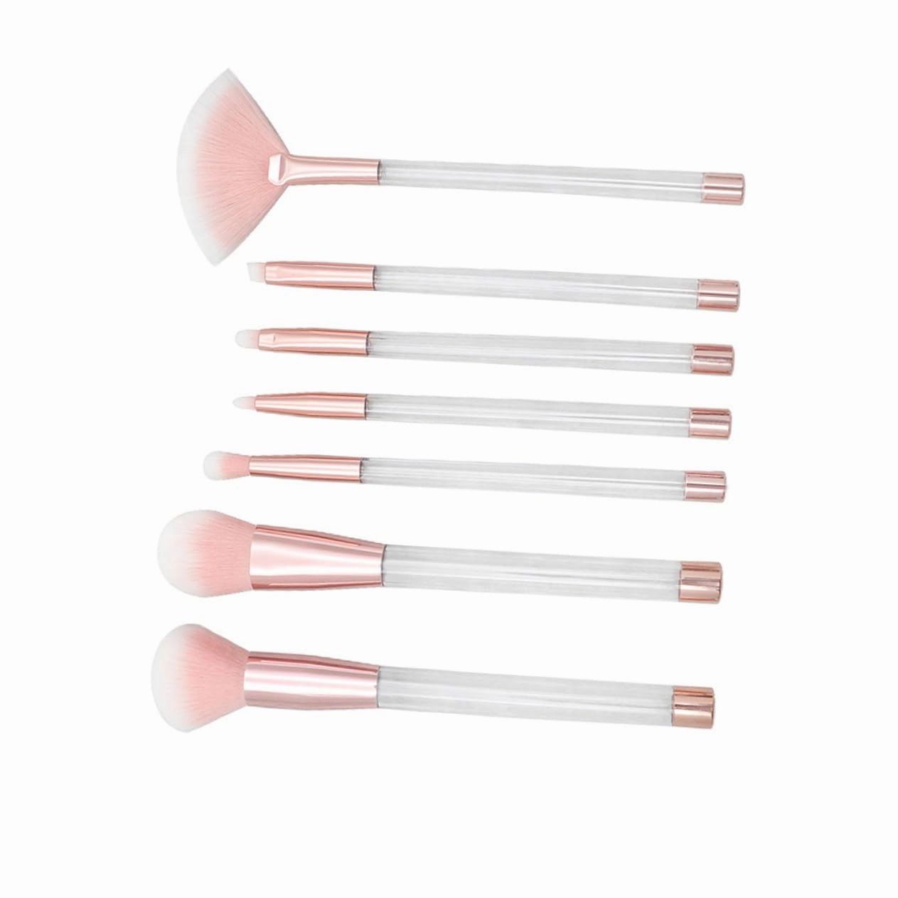 14pcs Transparent Crystal Makeup Brush Set Cosmetic Sand Brushes with Empty Handle Rose Gold Tube Bottom for Women Daily and Professional Makeup Applications