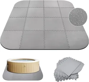 17pc 85 Inch Hot Tub Mat, 1/2 Inch 6mm Thickness EVA Foam Pad – Puncture-Resistant, Slip-Proof, Weatherproof Foundation for Inflatable Tubs