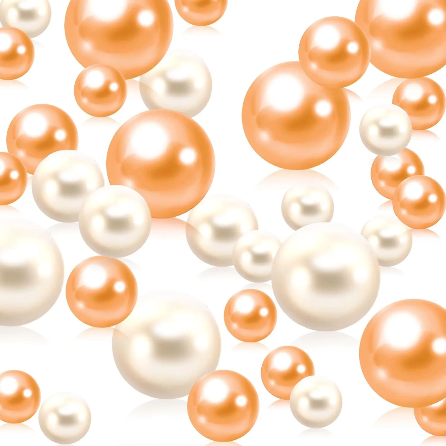 200 PCS Rose Gold White Vase Fillers, Pearls Bead for Centerpieces Vases, 10/14/20 MM No Hole Beads, Fake Pearls for Wedding Birthday Anniversary Theme Party Table Centerpieces Decor