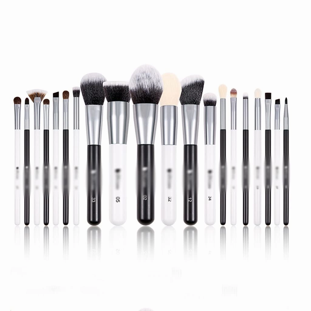 20pcs Black/White Professional Natural Goat Hair Brush Foundation Powder Concealer Eyes Blending Brush Sets