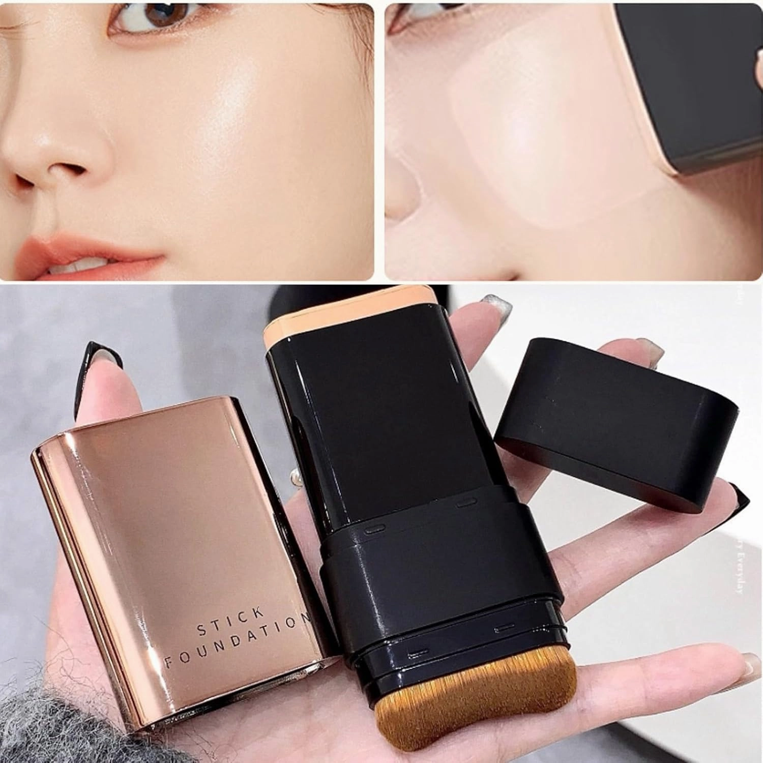 2 in 1- Luxury Anti-Wrinkle Foundation Stick, Korean Foundation Stick with Brush, Korea Flawless Eraser Foundation Stick, Korean Foundation Stick, Foundation Stick Korean(02,2)