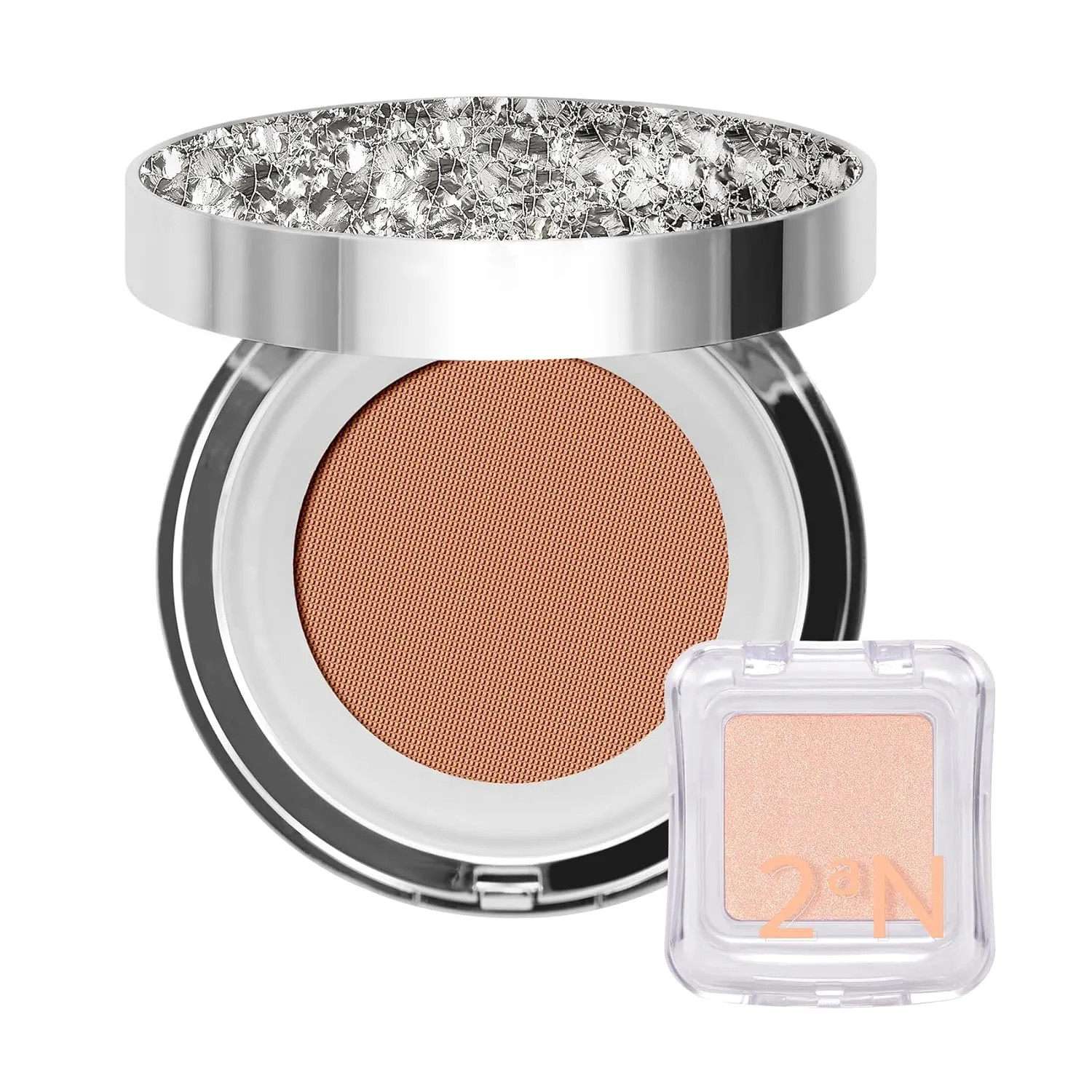 2aN Gleaming Tension Cushion Foundation Pact (#29 Caramel Beige)   Pure Glash Highlighter (OR01 Peach Beam) Peachy Glow Makeup Set