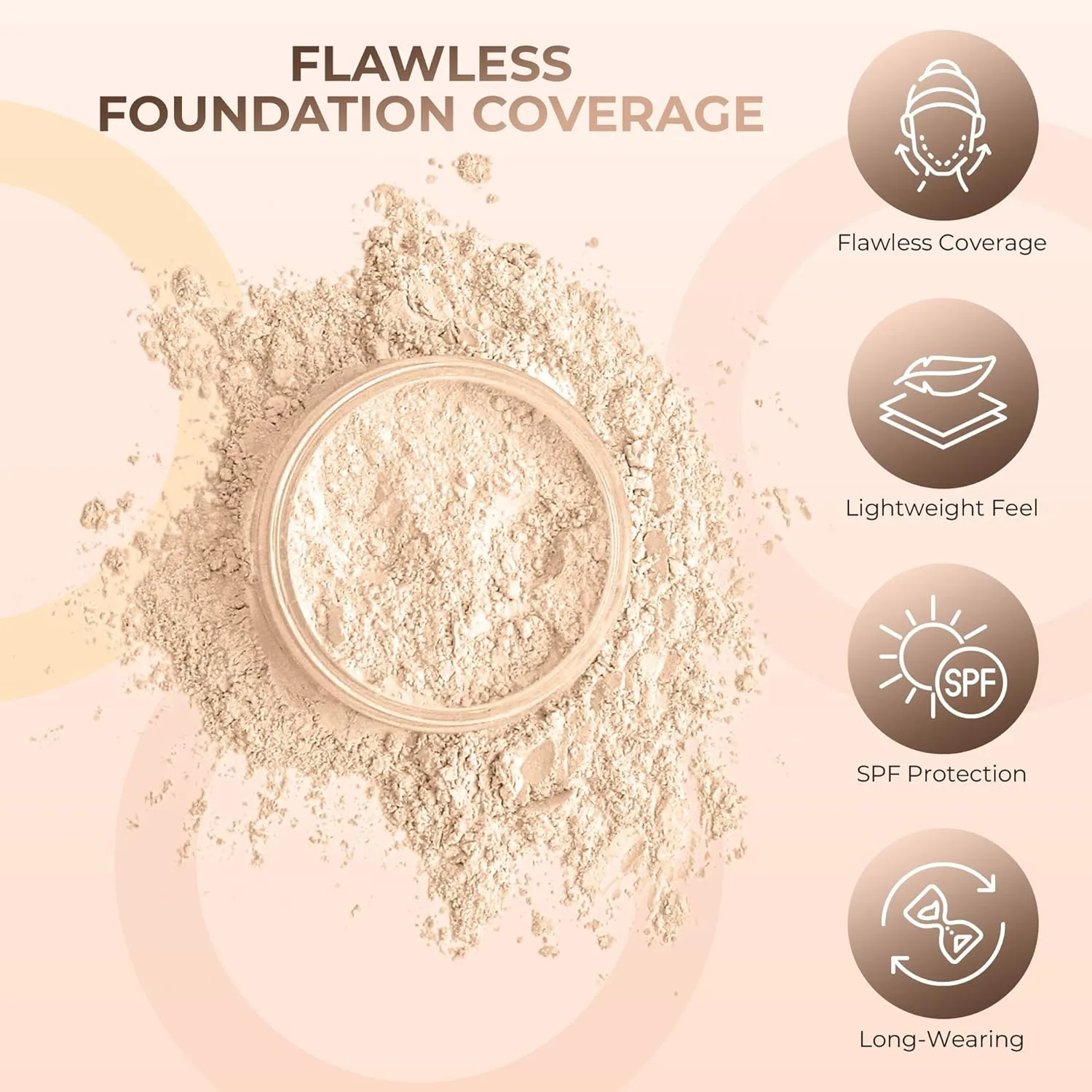 2pc FOUNDATION with KABUKI BRUSH Mineral Makeup (FAIR 1) Matte Loose Powder Bare Face Cosmetics Full Coverage Long Lasting All Skin Types SPF 18