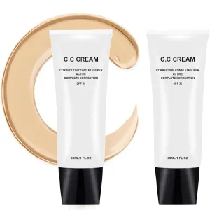 2PCS Purbelle CC Cream for Older Women, Self Adjusting CC Cream for Mature Skin, Color Correcting & Moisturizing Make-Up Base Foundation, Skin Tone Adjusting SPF 50