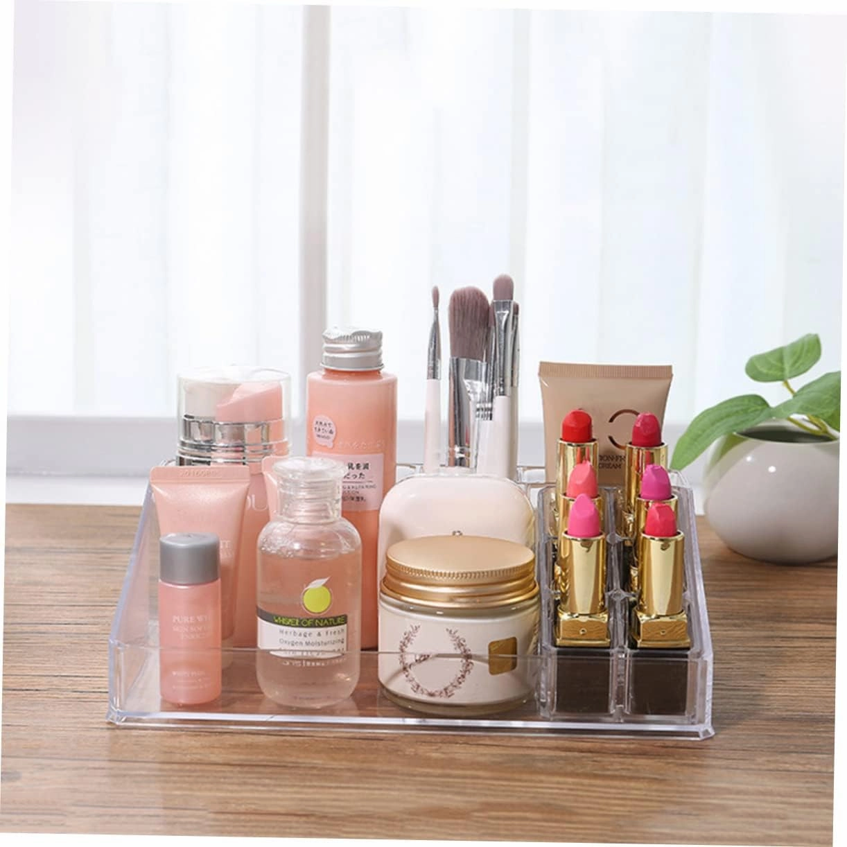 2pcs Lipstick Holder Cosmetic Storage Case Clear Acrylic Lipgloss Lipstick Organizer Table Top Display Stand Cosmetic Organizer Case Acrylic Display Risers Showcase Deskt