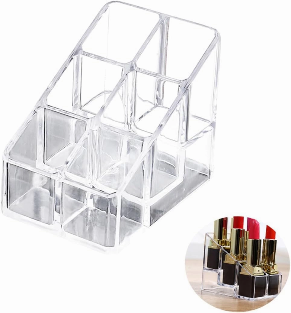 2pcs Lipstick Holder Cosmetic Storage Case Clear Acrylic Lipgloss Lipstick Organizer Table Top Display Stand Cosmetic Organizer Case Acrylic Display Risers Showcase Deskt