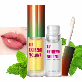 2PCS Luxurabalm Lip Plumper, Luxurabalm Lip Extreme Volume, Lip Serum Plump and Moisturizing Lip Oil, Dual Formula Plumping Lip Gloss, Hydrating Clear Glossy Finish