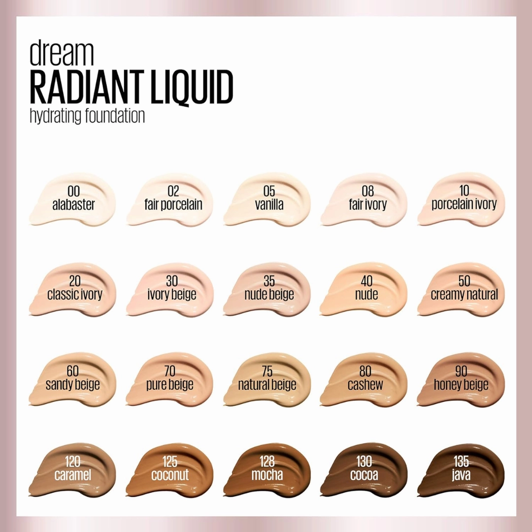 2x Maybelline Dream Radiant Liquid Foundation 30mL 125 Coconut