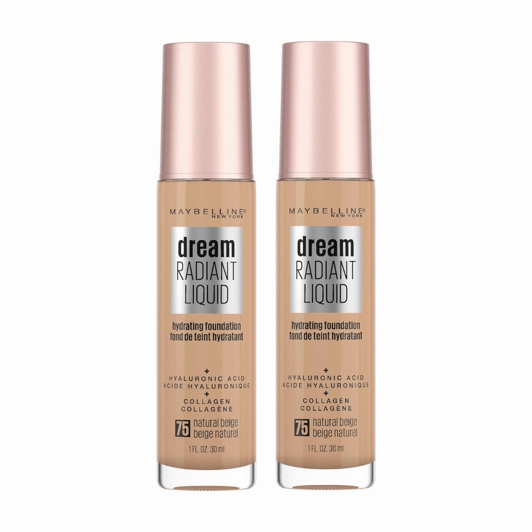 2x Maybelline Dream Radiant Liquid Foundation 30ml 75 Natural Beige