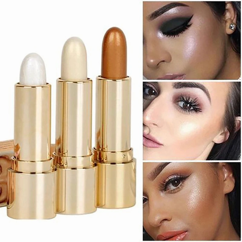 3 Colors 3D Face Brighten Highlighter Bar Cosmetic Face Contour Bronzer Shimmer