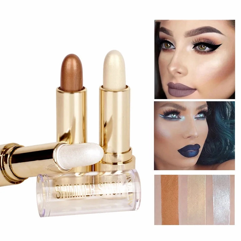 3 Colors 3D Face Brighten Highlighter Bar Cosmetic Face Contour Bronzer Shimmer