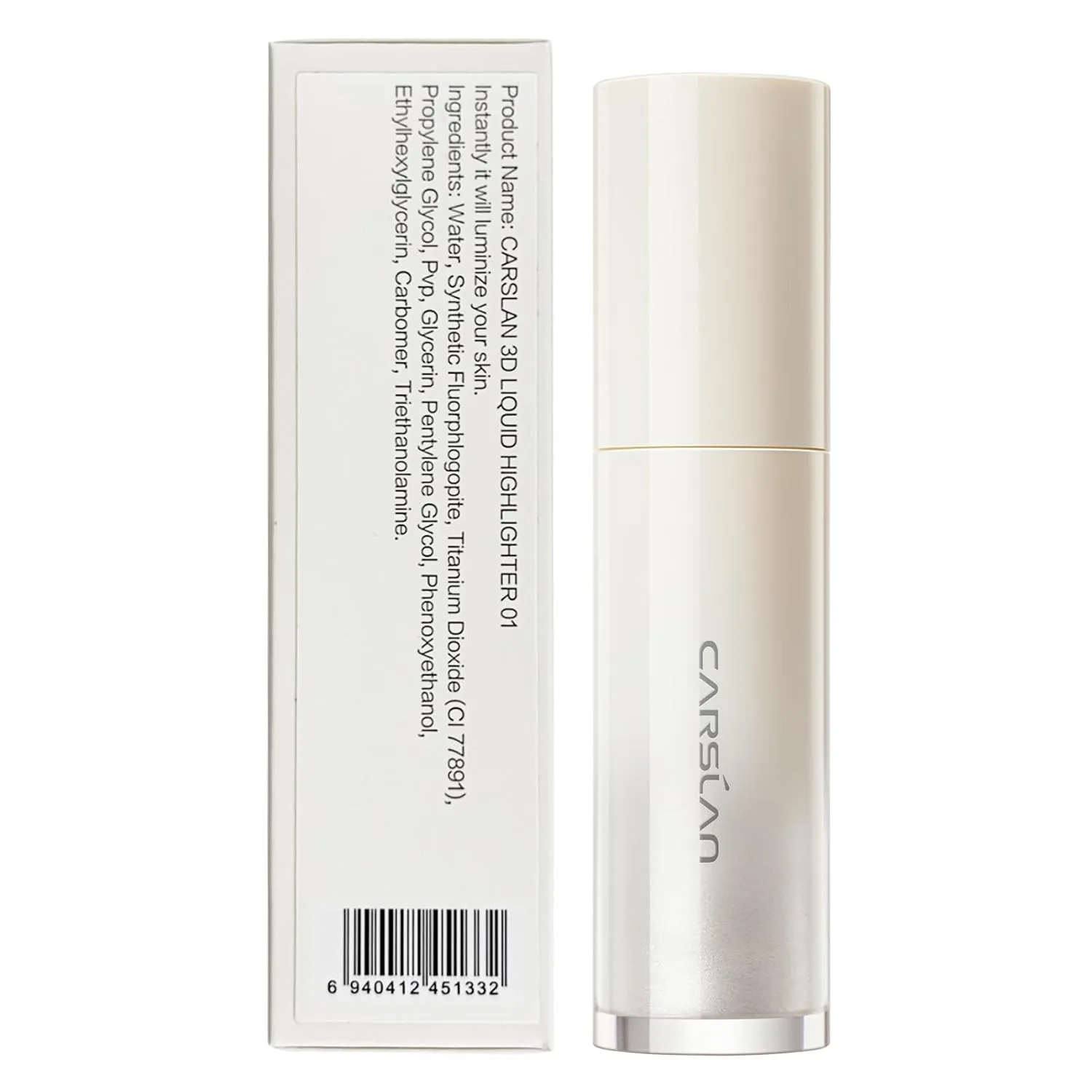 3D Liquid Highlighter Makeup, Shimmer, Glowing Contour Stick, Smooth & Lightweigh Face Illuminator, Moisturizing, Blendable Cream Highlighter Dewy Finish, 01 Silver Crystal