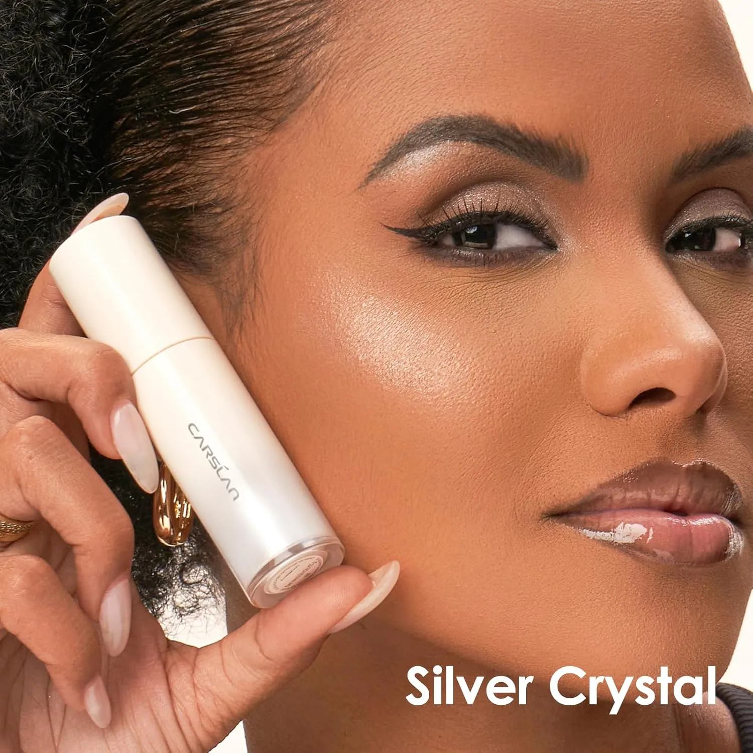 3D Liquid Highlighter Makeup, Shimmer, Glowing Contour Stick, Smooth & Lightweigh Face Illuminator, Moisturizing, Blendable Cream Highlighter Dewy Finish, 01 Silver Crystal