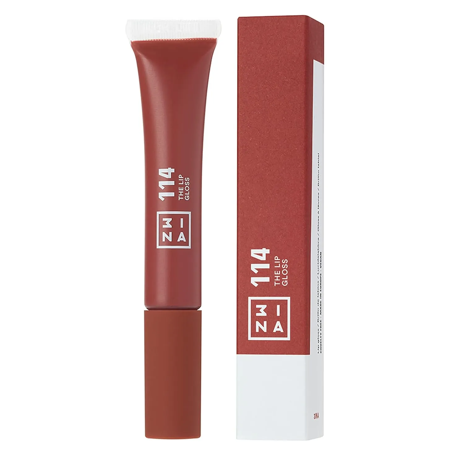 3INA MAKEUP - Vegan - Cruelty Free - The Lip Gloss 114 - Light Brown Lip Gloss - Mirror-effect - Glossy Look - Creamy Texture - Highly Pigmented - Lip Gloss with wand