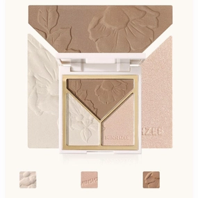 3x Highlighter Palette Face Contouring Powder, 4 Pack, Glitter & Brightening