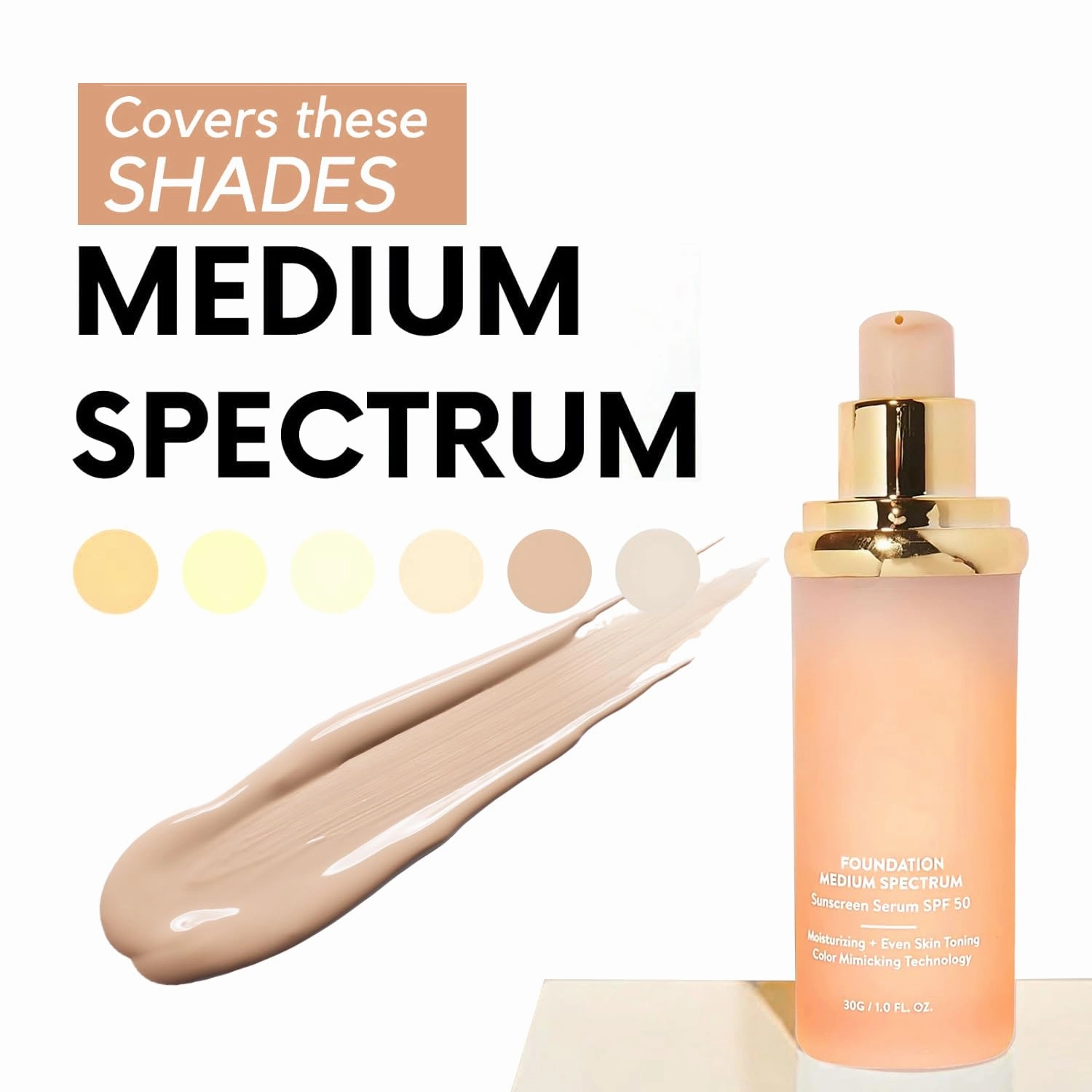 4 in 1 foundation Liquid- Hydrating Medium full coverage concealer with, foundation 4 in 1 - light spectrum SPF 50  (2PCS)