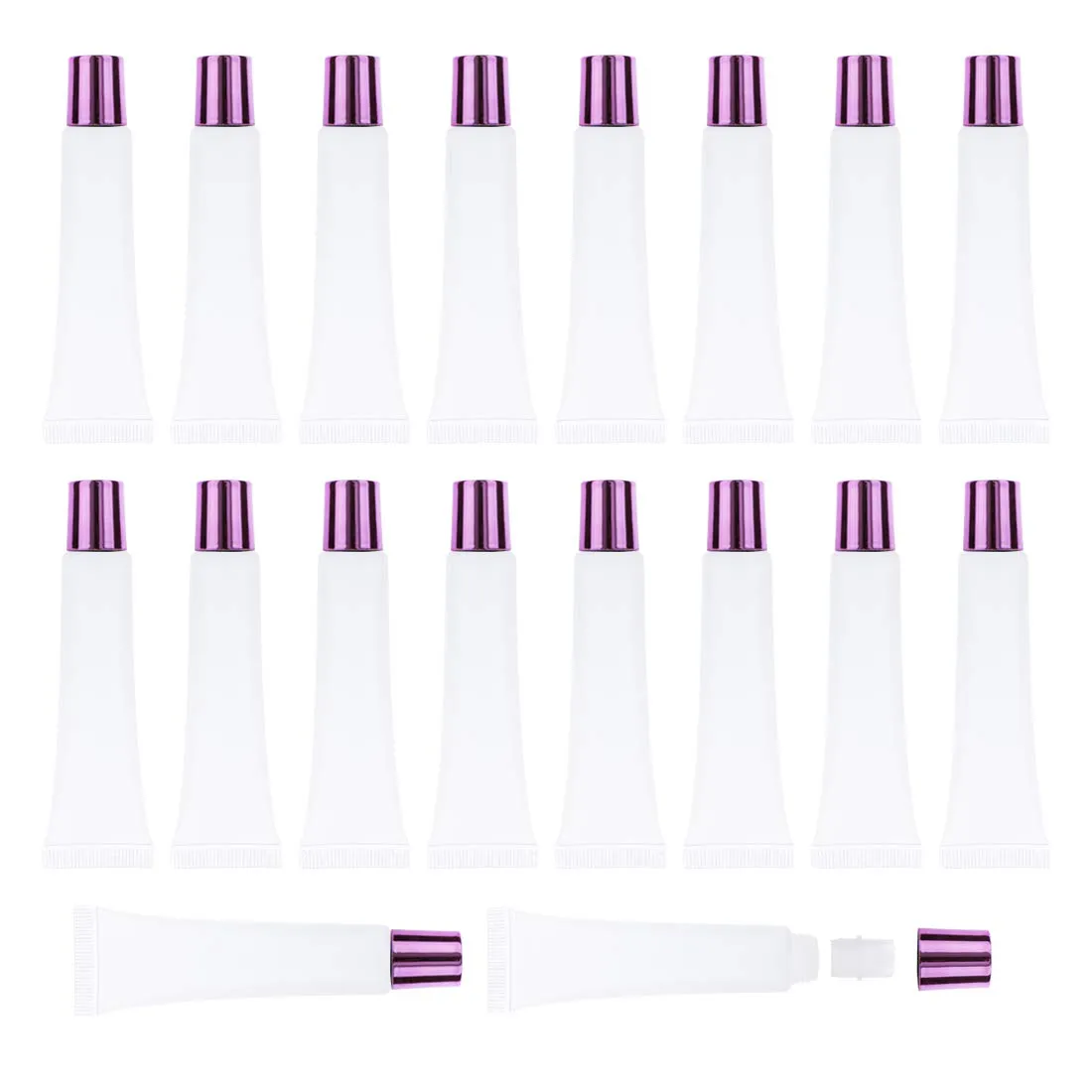 50Pcs 15ml Lip Gloss Squeeze Tubes, Pink Purple Lip Gloss Containers Empty, Refillable Soft Clear Tubes for DIY Lipgloss Balm Cosmetic (Pink Purple)