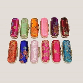 50pcs Cosmetics box Single branch lipstick cases Lipstick Case Include mirrors Multicolor silk Jewelry packaging Embroidery - (Size: empty box, Color: mixed)