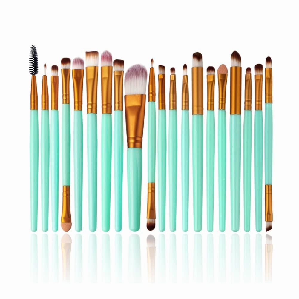 5/7/15/20 Pieces Of Makeup Brush Tool Set Makeup Powder Eye Shadow Foundation Blush Mixed Beauty Makeup Brush (Color : Green 20pcs)