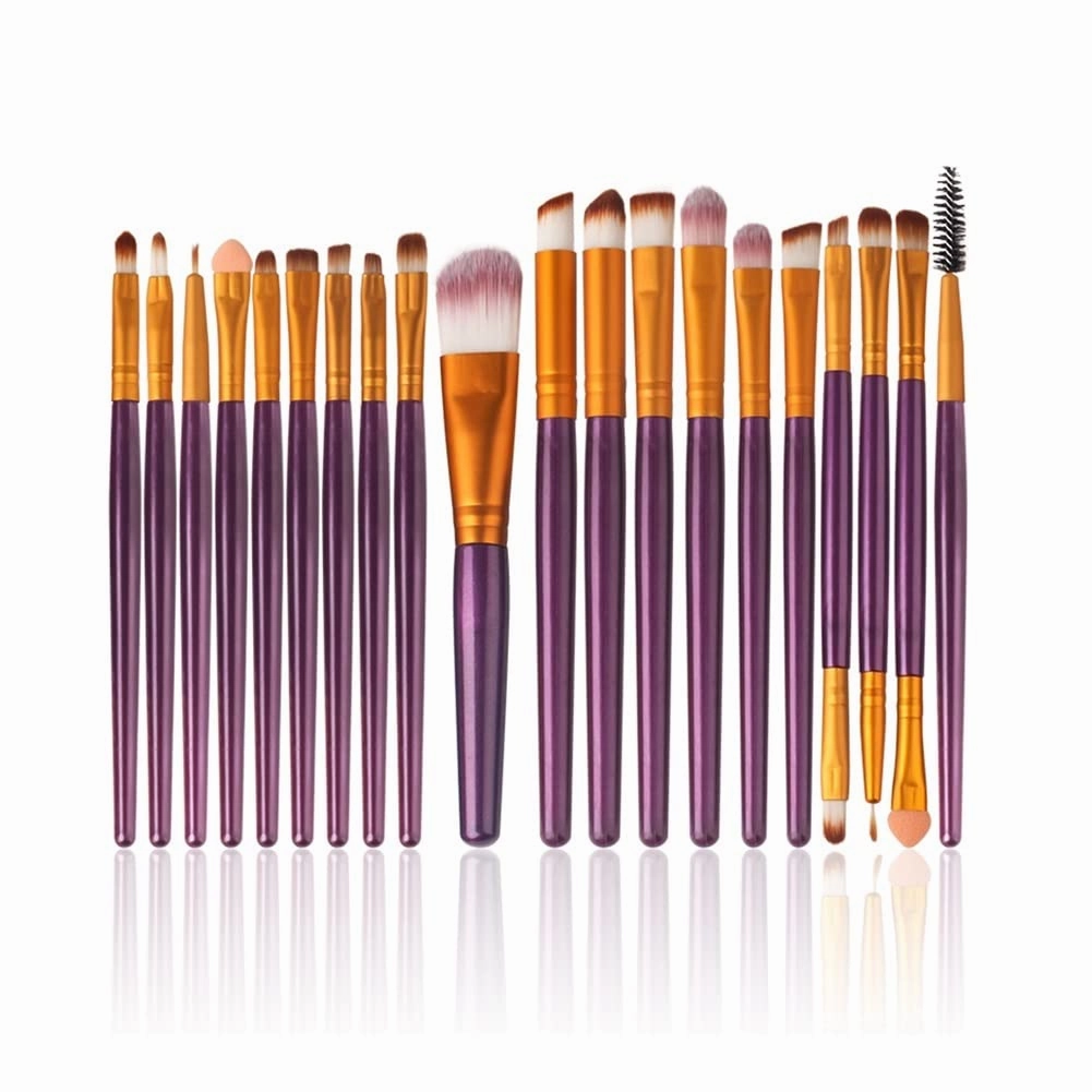 5/7/15/20 Pieces Of Makeup Brush Tool Set Makeup Powder Eye Shadow Foundation Blush Mixed Beauty Makeup Brush (Color : Purple 20pcs)