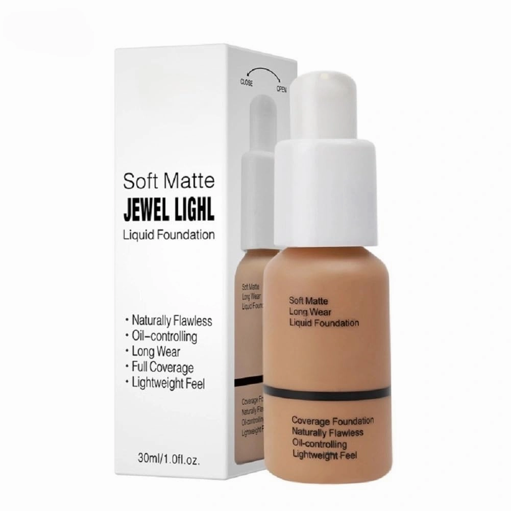 5 Colors Liquid Foundation with Concealer, Brightening, Moisturizing, Oil Control (Porcelain, 1)
