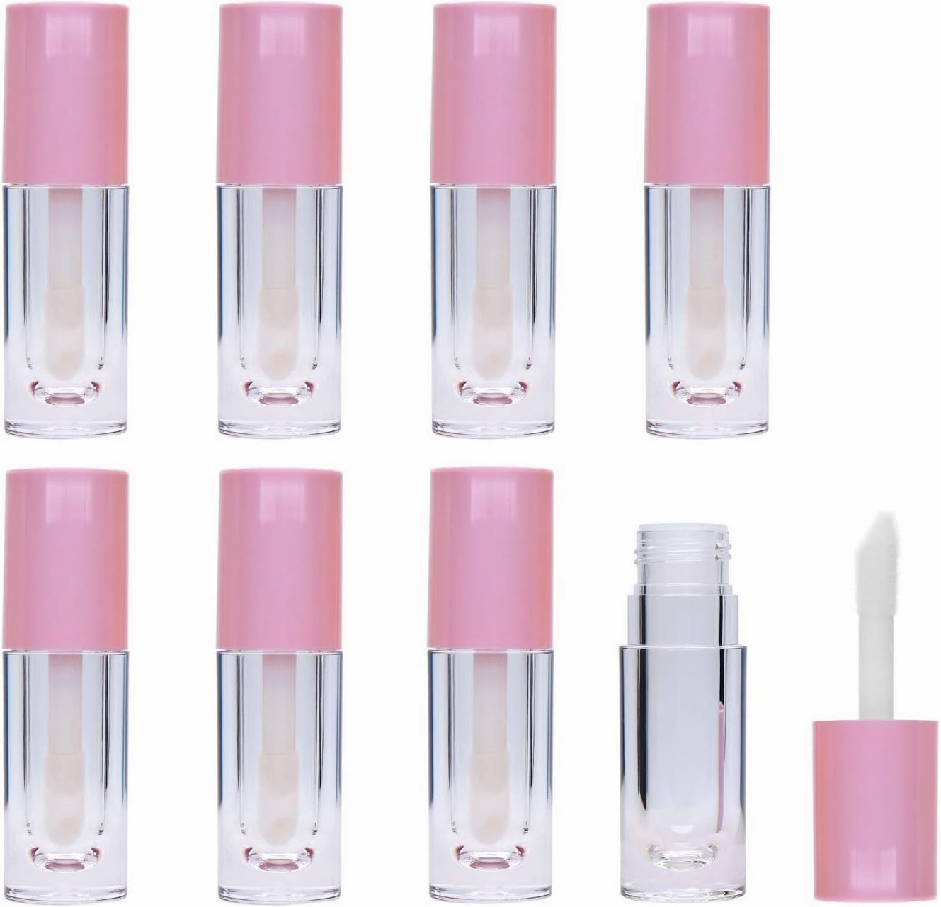 8 Pieces Lip Gloss Tubes with Wand Empty, 6.5ml Refillable Lip Gloss Bottles Mini Lip Balm Bottles Transparent Lip Gloss Containers with Rubber Stoppers for DIY Lipgloss