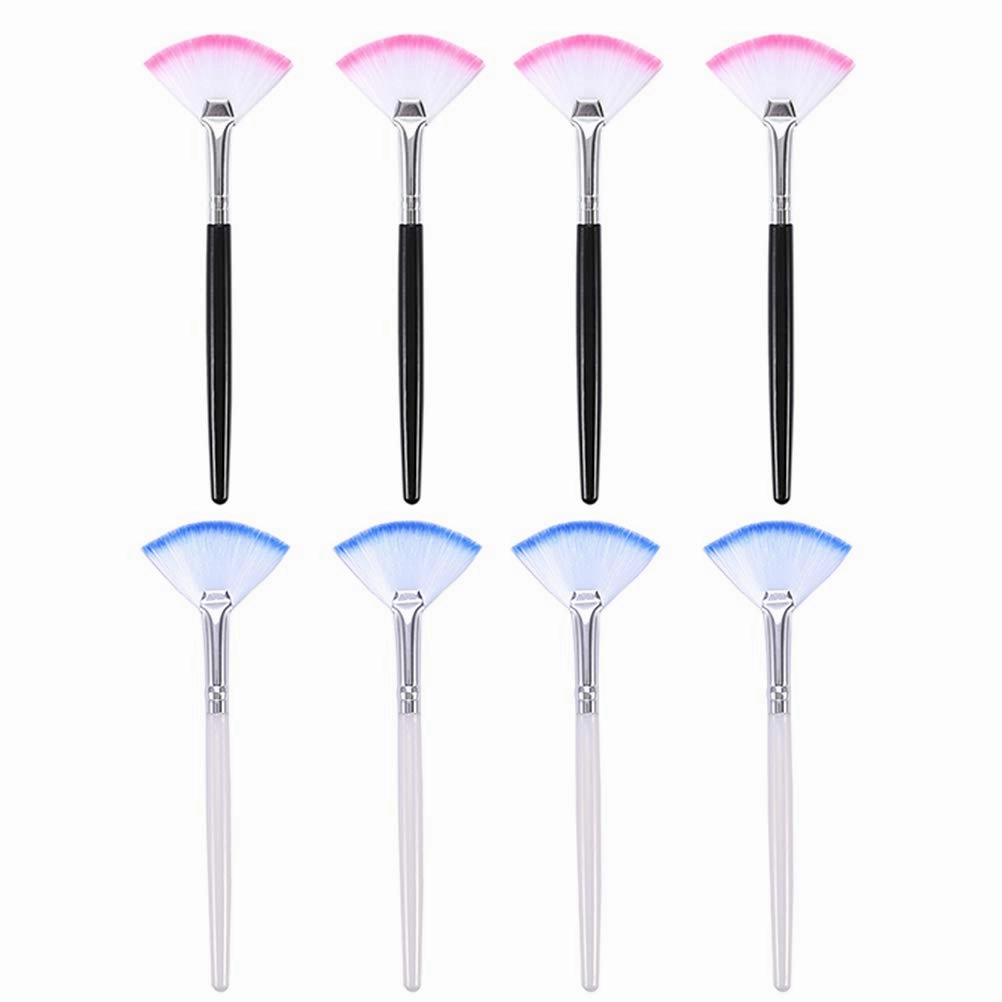 8Pcs fan mask brush soft applicator brush long handle makeup Cosmetic Brush facemask applicator acid makeup brush lash tool skin care artificial fiber white paint