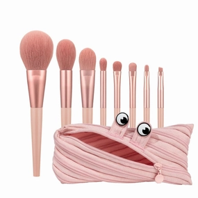 8Pcs Make Up Brushes Set with Zip Bag Makeup Brush for Foundation Powder Highlighter Face Eyeshadow Blending Cosmetic Tool
