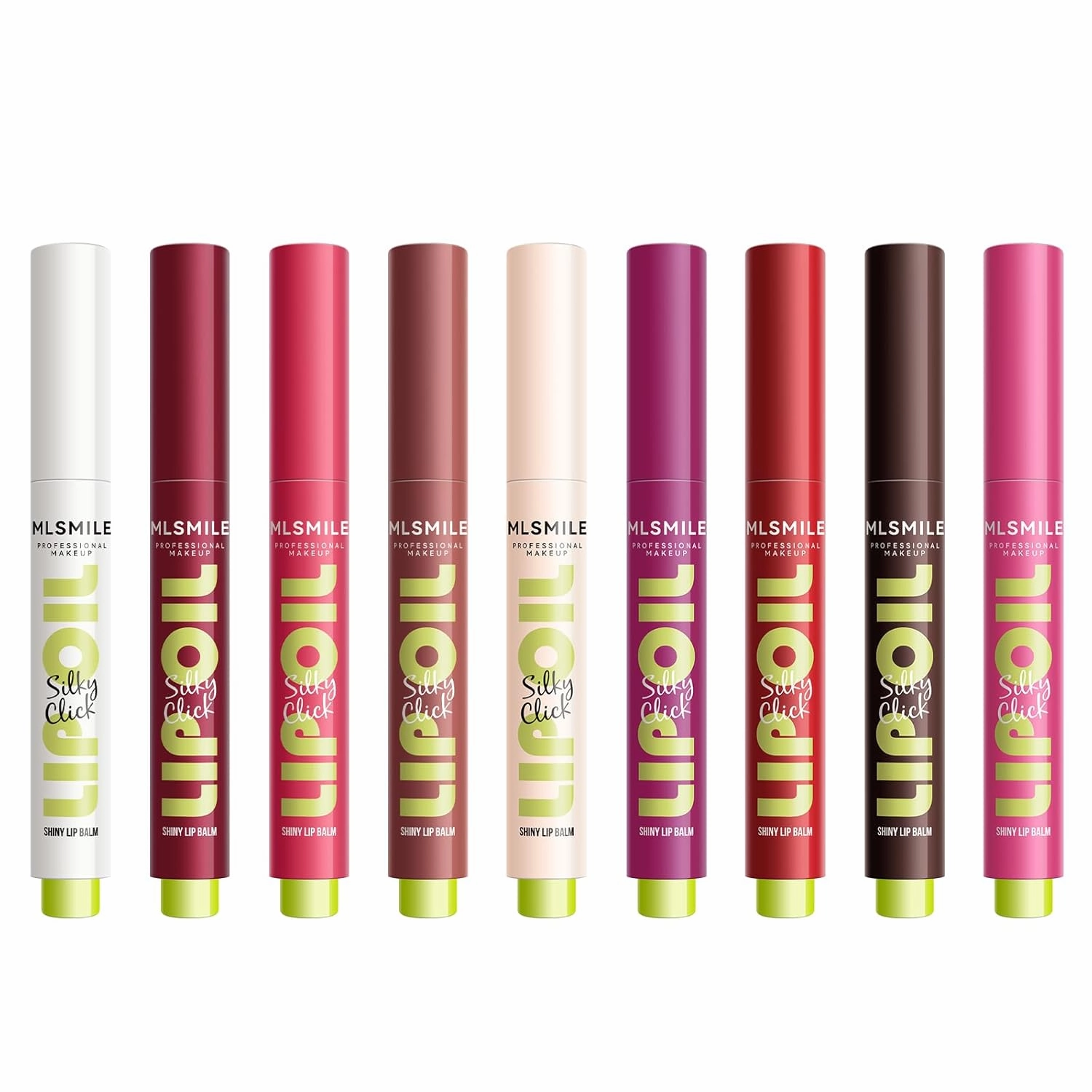 9 Colors Fat Lip Oil Click Slick,Press Lipstick Set,Moisturizing Lip Balm,High Pigment Glow Lip Oil,Long-lasting,Pigmented Vegan,Lightweight and Glossy Lip Plumper with Coconut Oil