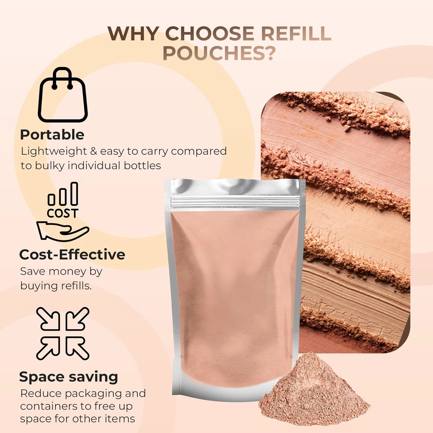 (1 Ounce Bag) BEIGE Foundation Powder Refill By Sweet Face Minerals, Lightweight Mineral Loose Makeup Powder with SPF 20, Full Coverage Flawless Finish, Talc-free, Cruelty-Free, Refillable Pouch