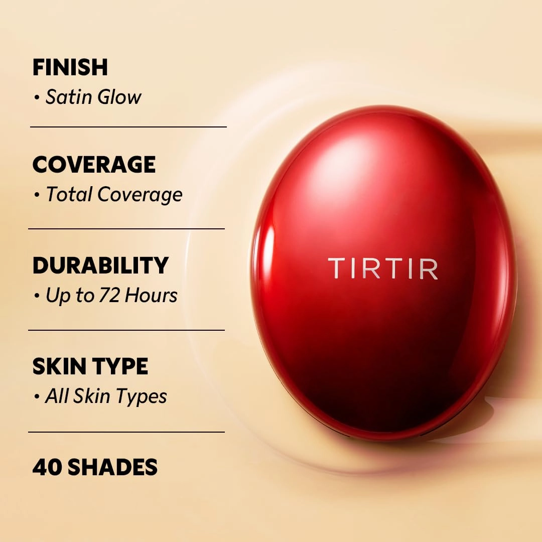 [*Mini Size*] TIRTIR Mask Fit Red Cushion Foundation | Full coverage, Weightless, Skin fit, Satin Glow Finish, Korean Makeup, beauty, Tattoo cover up, Buildable (#31N French Beige, 0.15 Fl Oz)