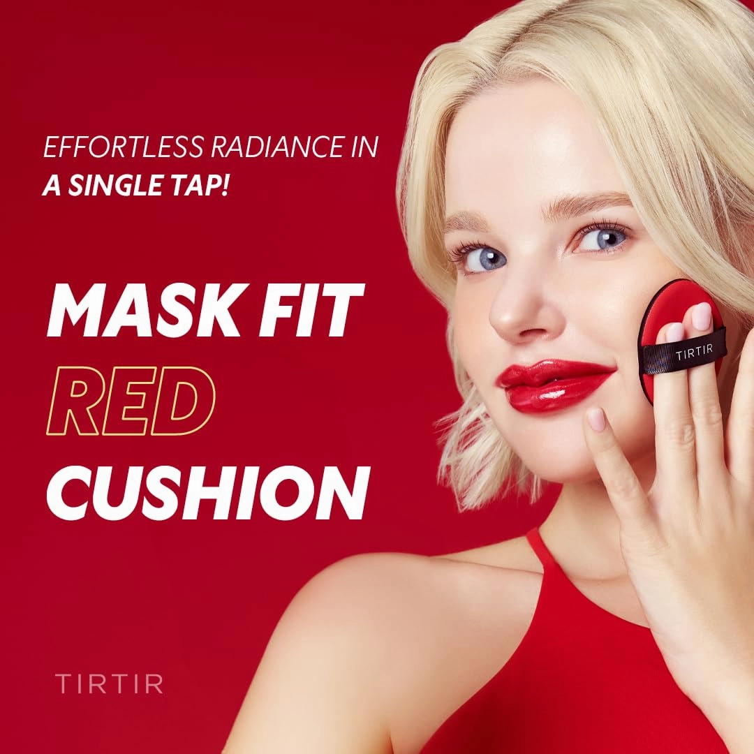 [*Mini Size*] TIRTIR Mask Fit Red Cushion Foundation | Full coverage, Weightless, Skin fit, Satin Glow Finish, Korean Makeup, beauty, Tattoo cover up, Buildable (#45N Saddle Brown, 0.15 Fl Oz)