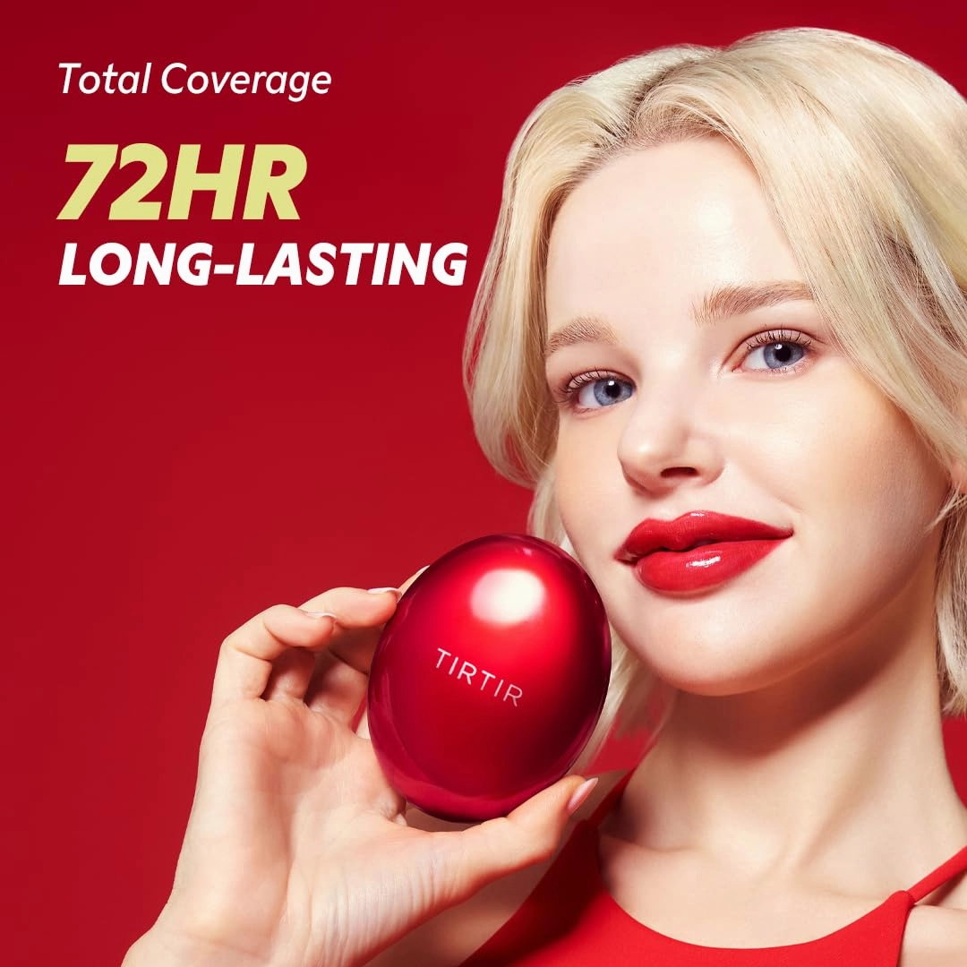 [*Mini Size*] TIRTIR Mask Fit Red Cushion Foundation | Full coverage, Weightless, Skin fit, Satin Glow Finish, Korean Makeup, beauty, Tattoo cover up, Buildable (#45N Saddle Brown, 0.15 Fl Oz)