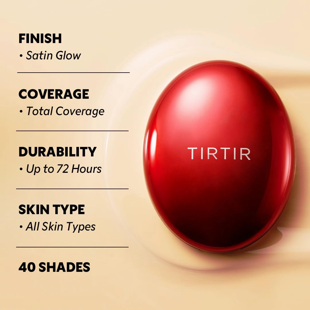 [*Mini Size*] TIRTIR Mask Fit Red Cushion Foundation | Full coverage, Weightless, Skin fit, Satin Glow Finish, Korean Makeup, beauty, Tattoo cover up, Buildable (#45N Saddle Brown, 0.15 Fl Oz)