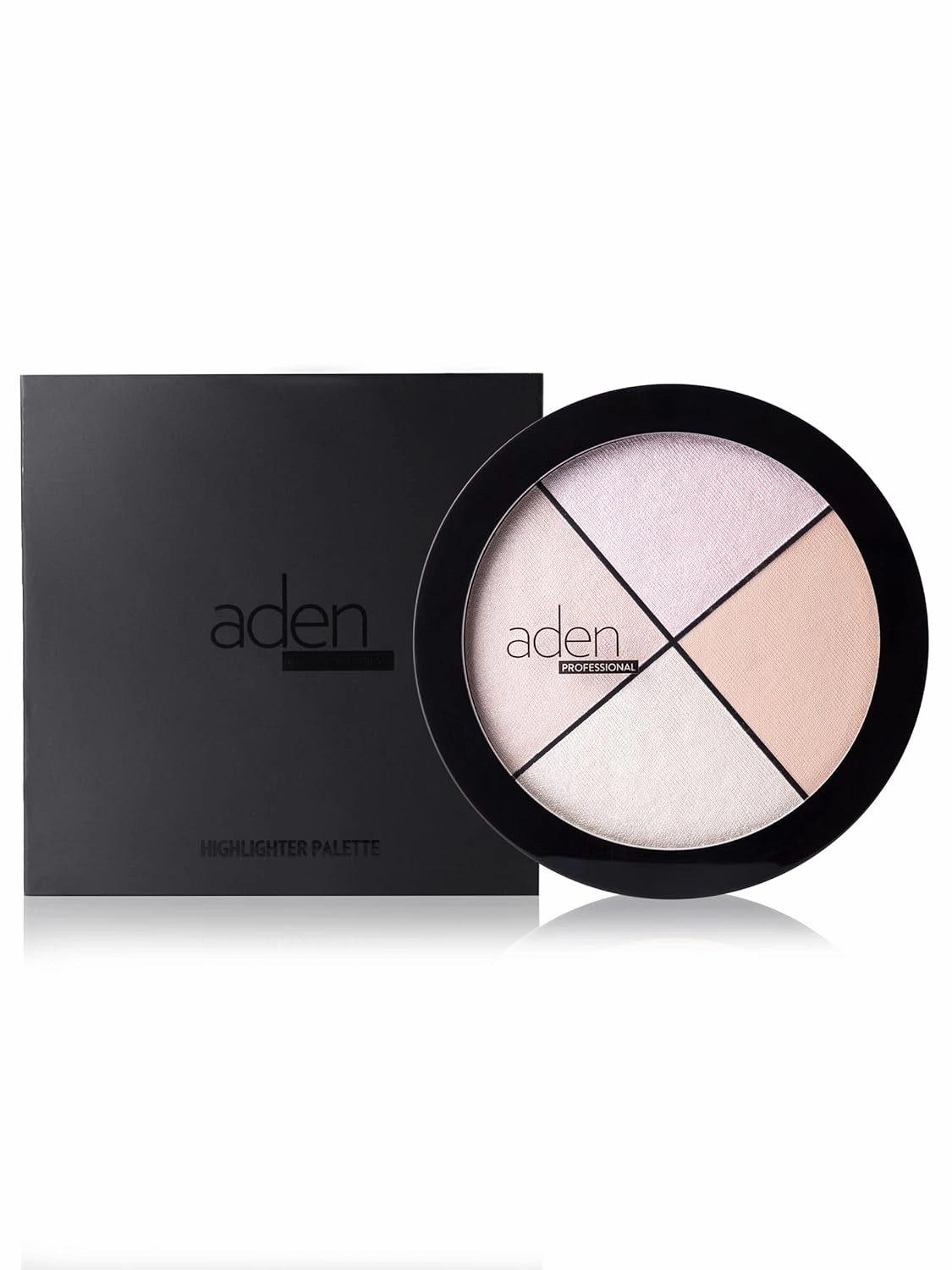Aden 4 highlighter palette makeup – 22gr – Natural & Durable Quality– Light Coverage & Inner Glow – MADE IN ITALY (Highlighter Palette)