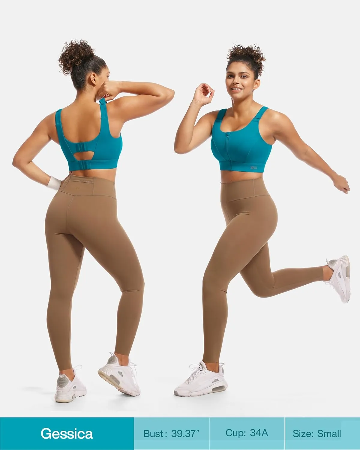 Adjustable High Impact Sports Bras for Women Zip Front Full Coverage and Lift Padded Compression Tops