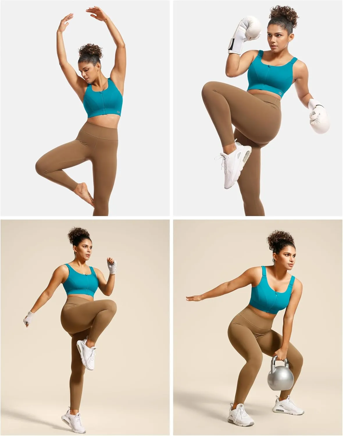 Adjustable High Impact Sports Bras for Women Zip Front Full Coverage and Lift Padded Compression Tops
