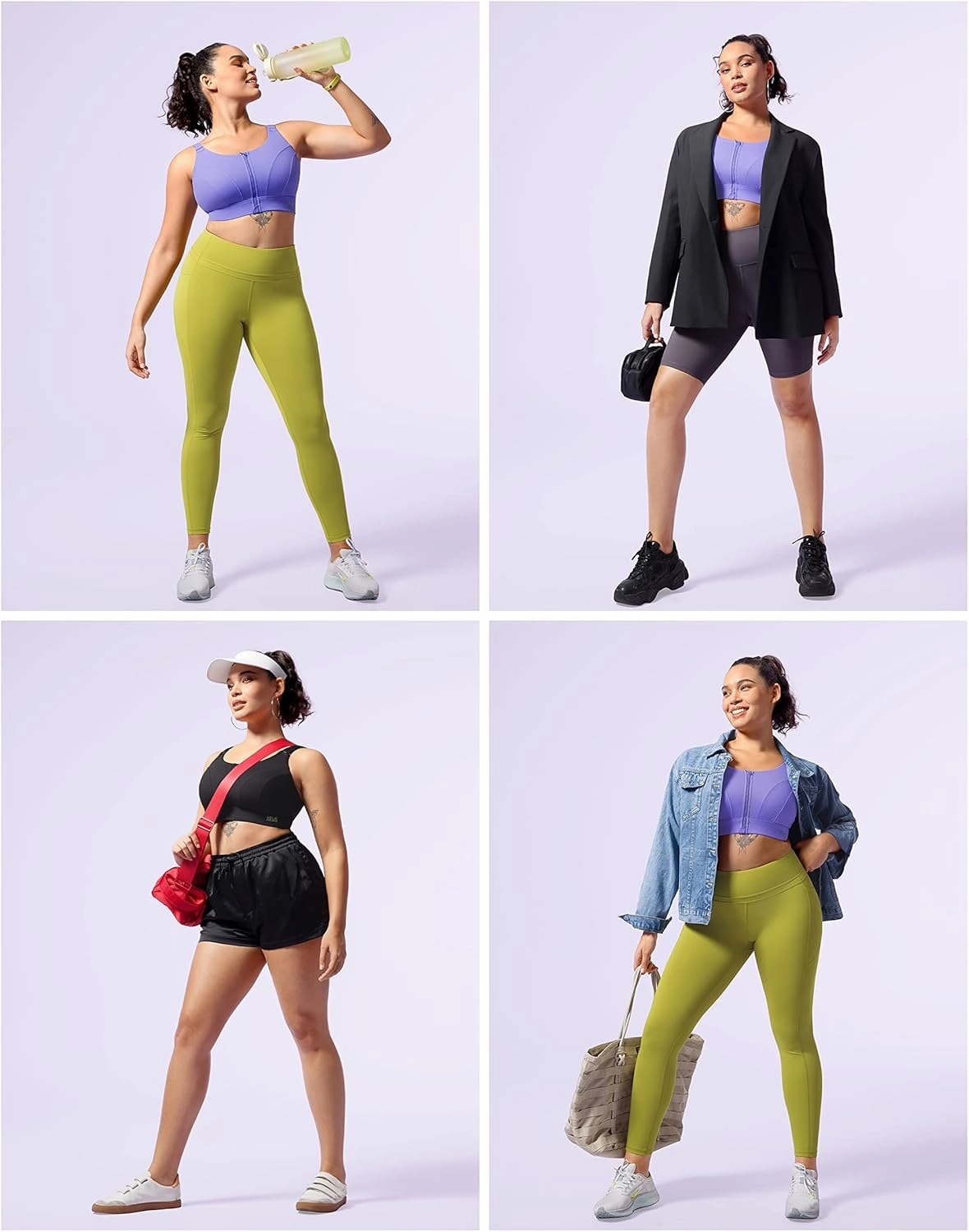 Adjustable High Impact Sports Bras for Women Zip Front Full Coverage and Lift Padded Compression Tops